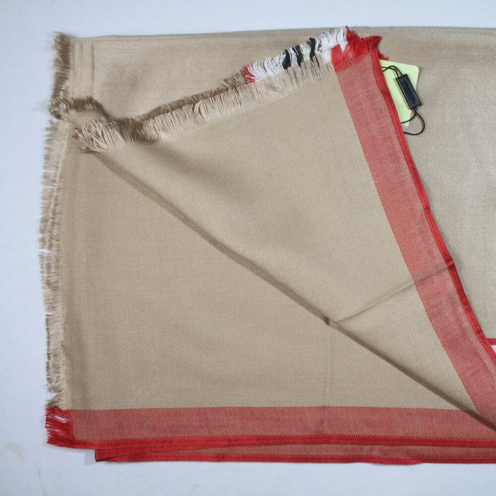 Authentic Burberry Stole Shawl Wrap 100% Cashmere Light Gold Made in Italy